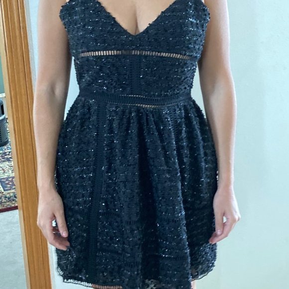 NWT NBD Revolve Gorgeous Short Cocktail Sparkly Dress Black M Spaghetti Straps - Picture 6 of 17